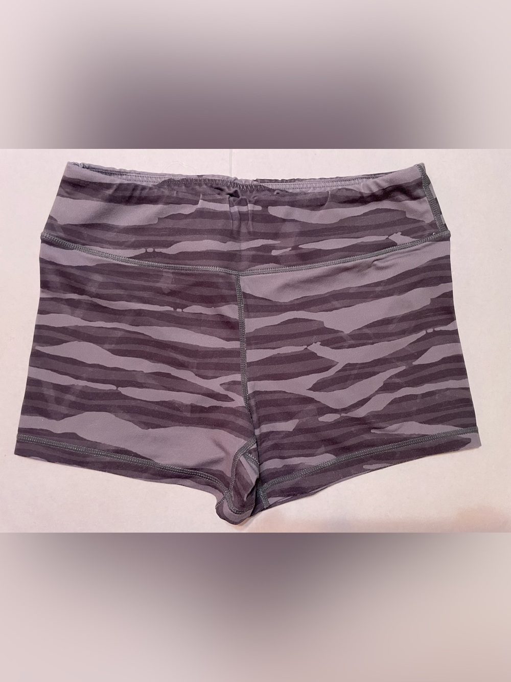 Women’s High-Waist Athletic Shorts — Charcoal Zebra Print
